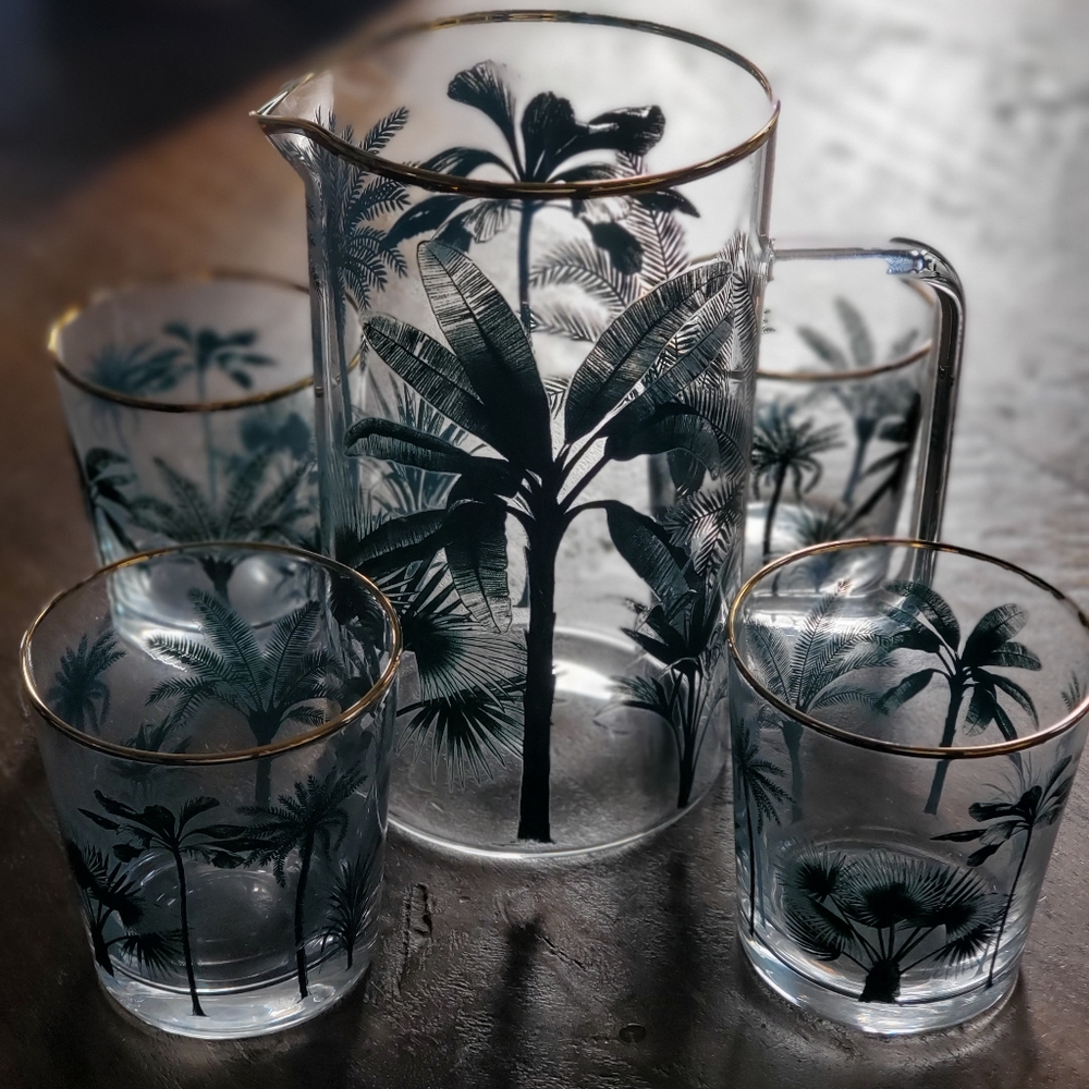 H&M Palms Glass Pitcher  Set